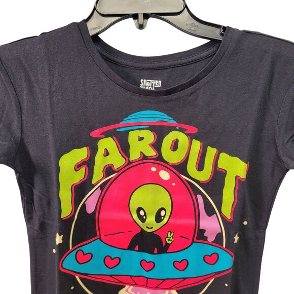 Spotted Zebra Girl Far Out Spaceship Lovely Alien Black Dress Size Medium(8) - Picture 4 of 9